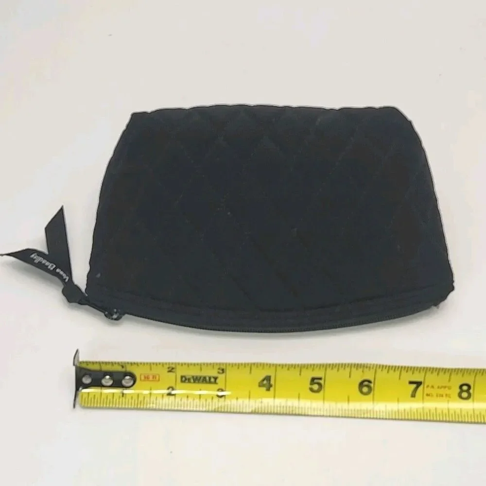 Vera Bradley Cosmetic Bag MakeUp Pouch Black Microfiber Zip 8x4.5